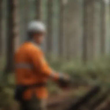 Illustration demonstrating proactive safety measures in a forestry environment