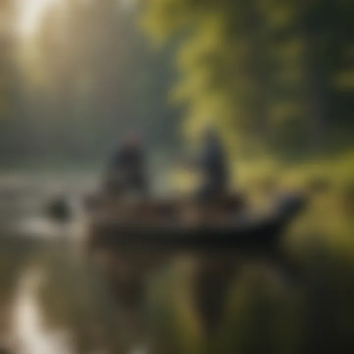 Illustration depicting a professional fisherman in action on a Michigan lake