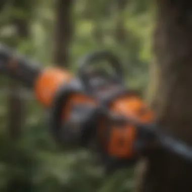 Professional tree pruning equipment close-up