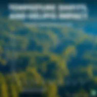 Temperature Shifts and Their Impact Graph illustrating temperature shifts over decades impacting forest ecosystems.