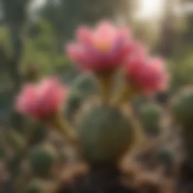 Prickly pear cactus being propagated through cuttings