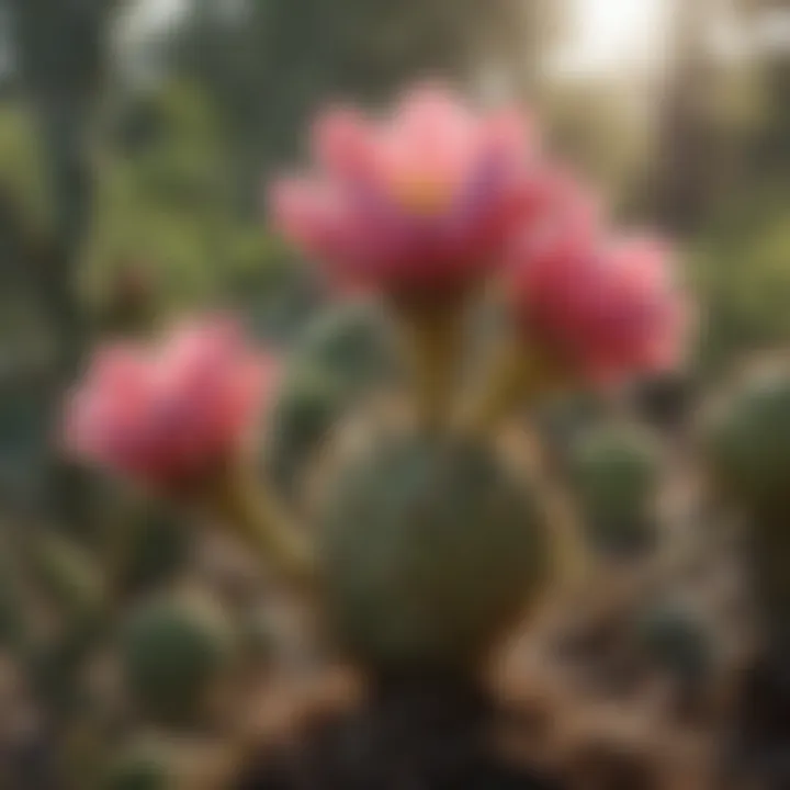 Prickly pear cactus being propagated through cuttings