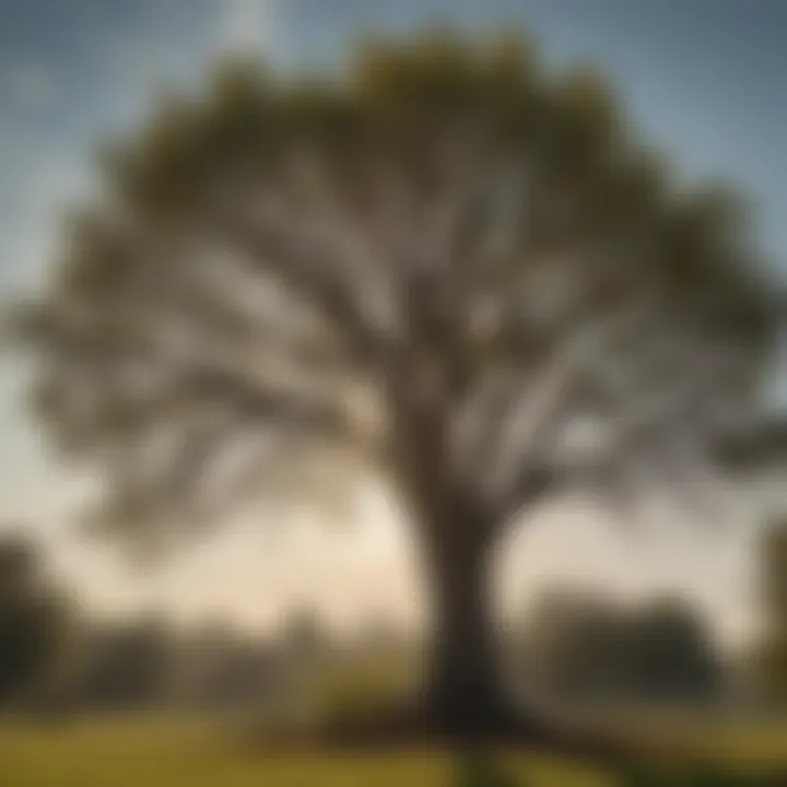 Pruned tree canopy against the sky