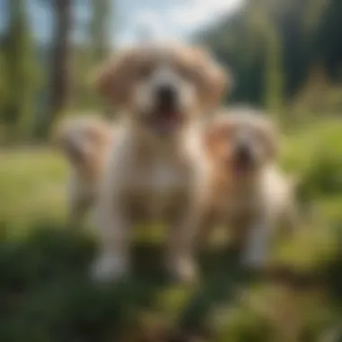 Green Mountain Puppies Playing in Meadow