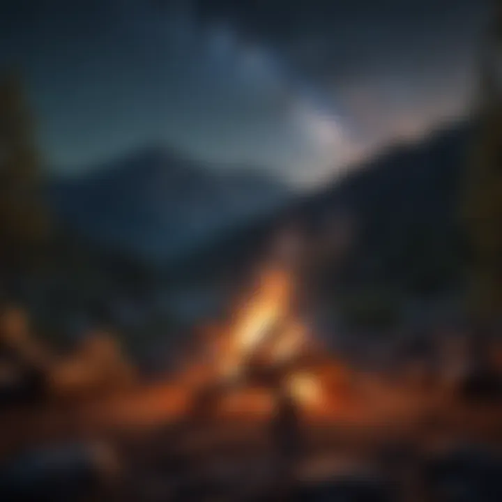 Campfire under starlit sky at Quartz Mountain Camp