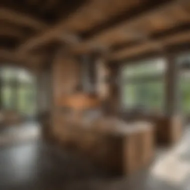 Rustic Charm of Reclaimed Timber Beams Reclaimed timber beams adding rustic charm to a modern interior