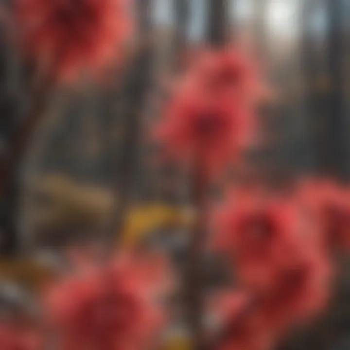 Close-up of red witch hazel flower in full bloom