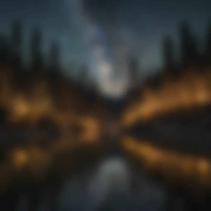 Reflection of stars in the calm waters at night