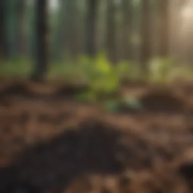 Close-up of newly planted saplings in fertile soil