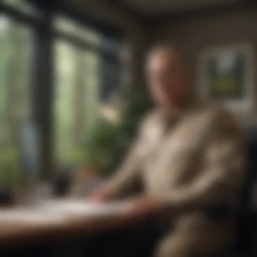 Retired military professional in a high-tech corporate office