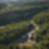 Aerial view of The Ridge Campground surrounded by lush greenery