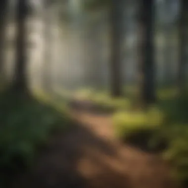 Hiking trail through dense forest at The Ridge Campground