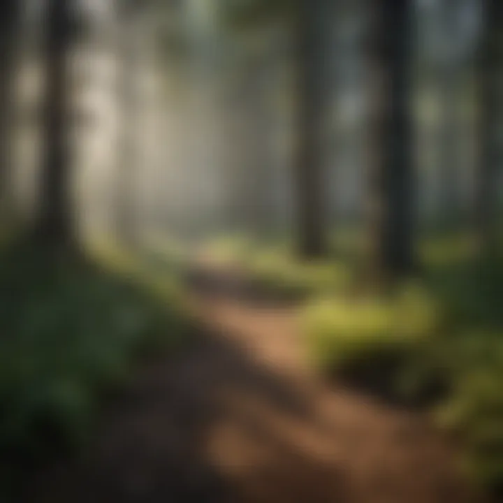 Hiking trail through dense forest at The Ridge Campground