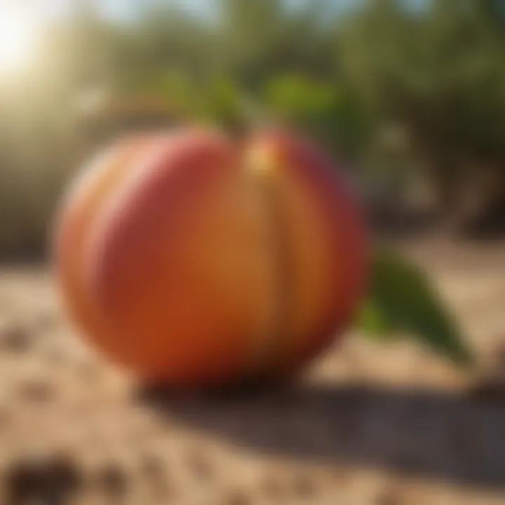 Ripening Desert Peach Fruit Under the Sun Desert peach fruit ripening under the scorching sun, showcasing survival mechanisms