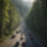 Illustration of congested traffic due to road closures