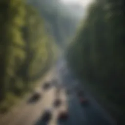 Illustration of congested traffic due to road closures