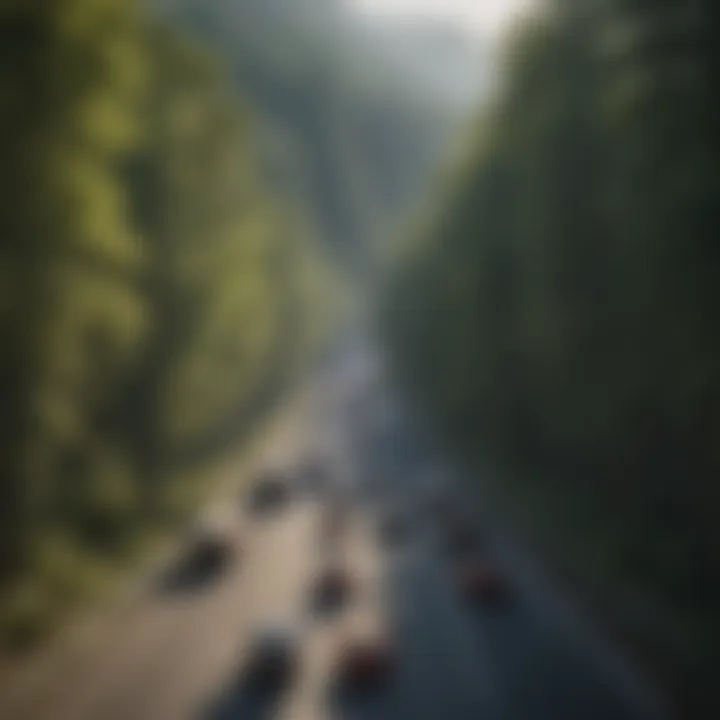 Illustration of congested traffic due to road closures