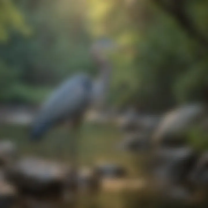Majestic blue heron gracefully wading in Rock Creek
