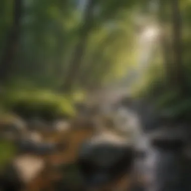 Enchanting Sunlit Foliage of Rock Creek Sunlight filtering through lush foliage along Rock Creek