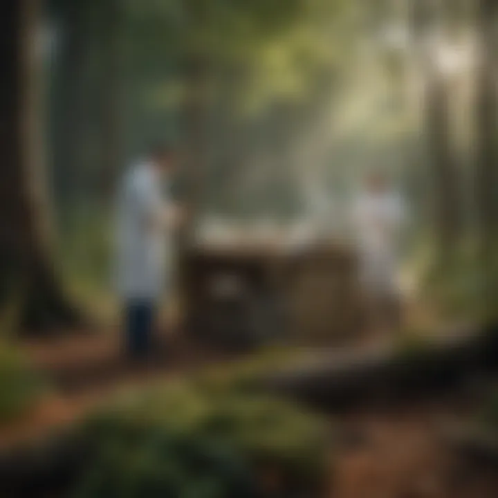 Researching Bioactive Compounds Laboratory setting with researchers studying bioactive compounds from roots