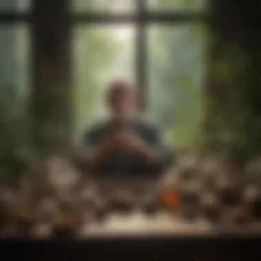 Ancient Herbal Practices Traditional herbalist surrounded by jars of roots and herbs, illustrating ancient practices