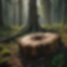 Decaying tree stump with surrounding vegetation