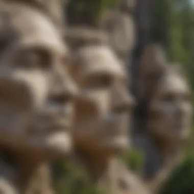 Sculpted faces in the majestic rock