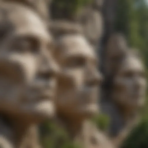 Sculpted faces in the majestic rock