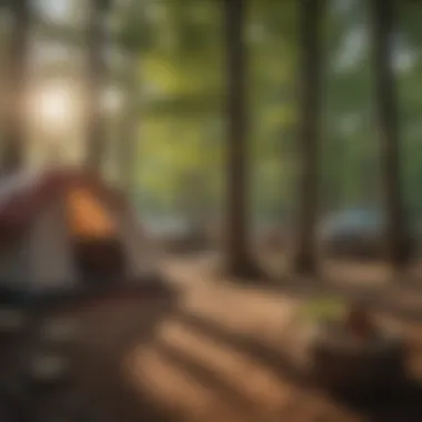 Rustic Camping Experience Campsite setup at Lake Ozark State Park Campground