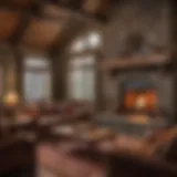 Rustic Lodge Interior with Cozy Fireplace