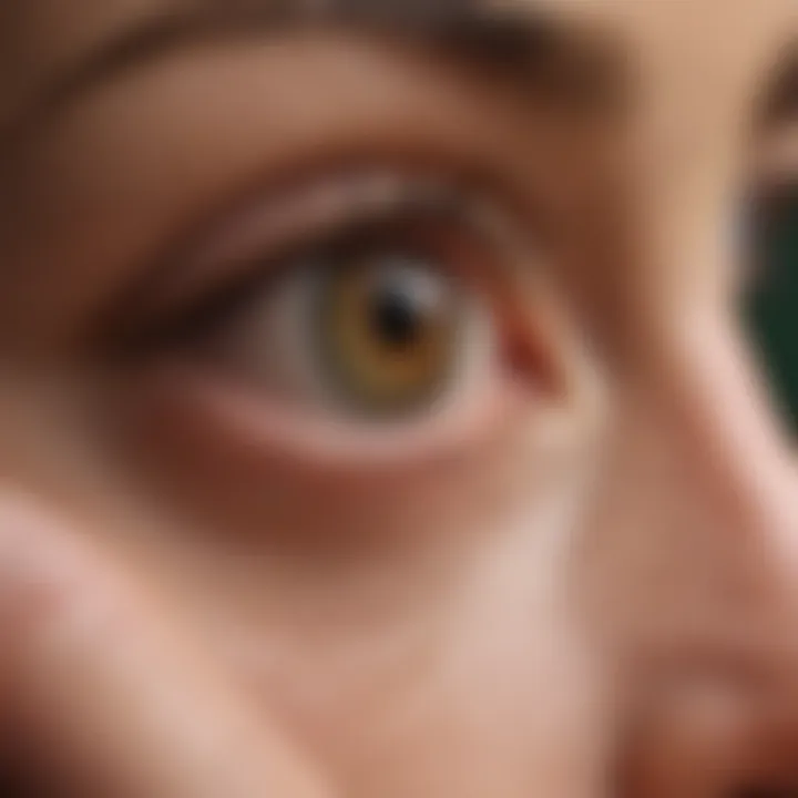 Illustration of clean and dry fingertip for contact lens removal