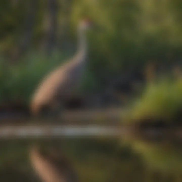 Graceful Sandhill Crane standing in wetland habitat