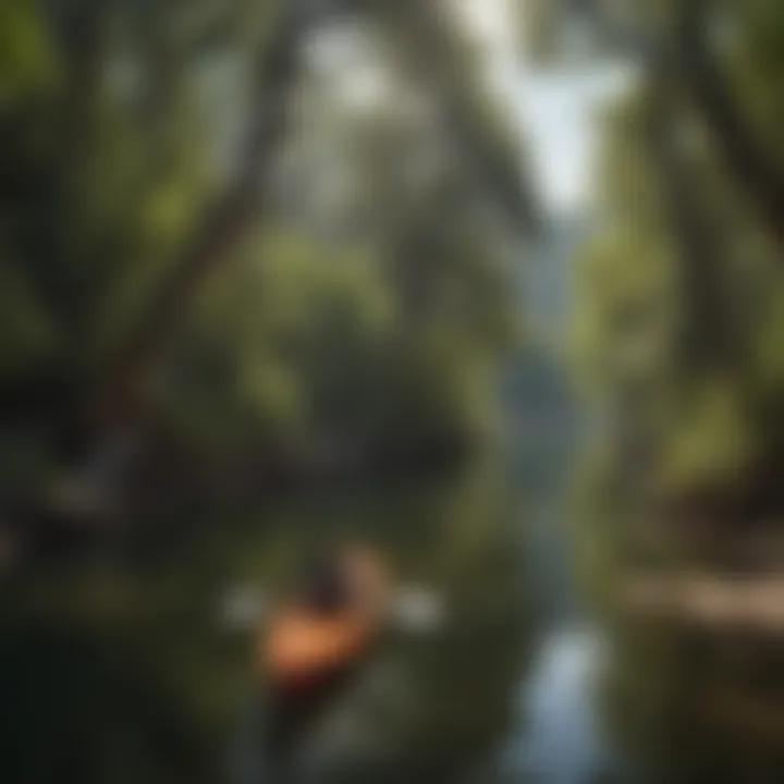 Kayaking in the nearby lake from Santa Barbara KOA Campground