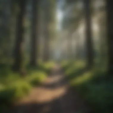Scenic hiking trail through dense forest at Coeur d'Alene RV Park