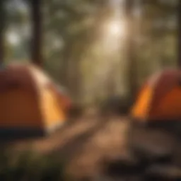 Scenic view of a campsite at sunset in Texas