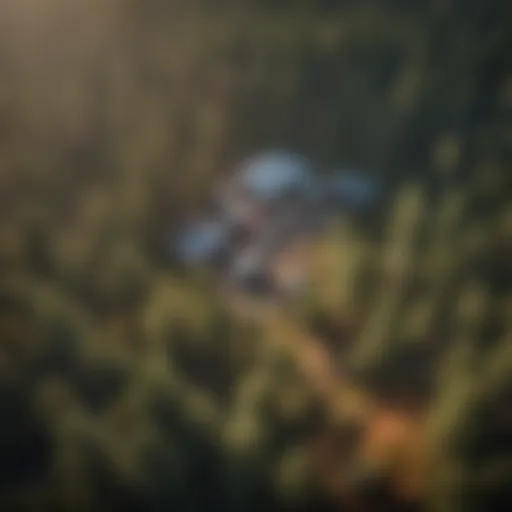 Aerial view of a secluded forest campground in Denver