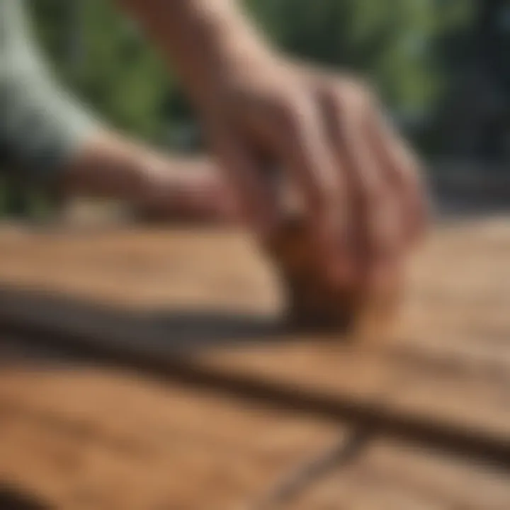 Illustration depicting the application of wood protector on a deck surface.