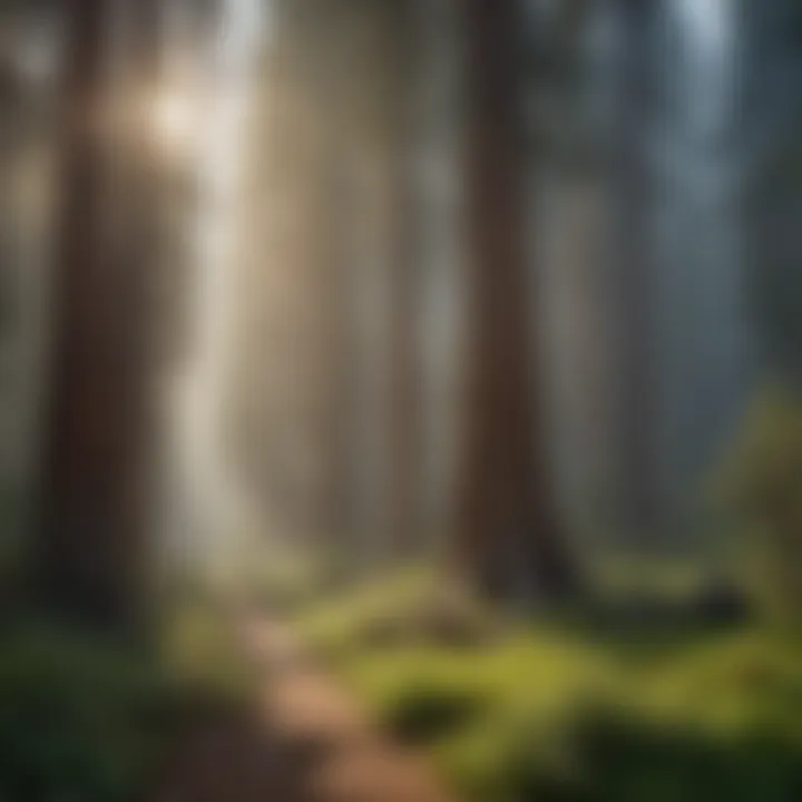Misty morning atmosphere in the Sequoia National Park
