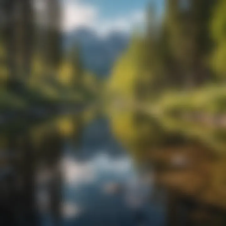 Serene alpine lake reflecting the surrounding peaks in Vail