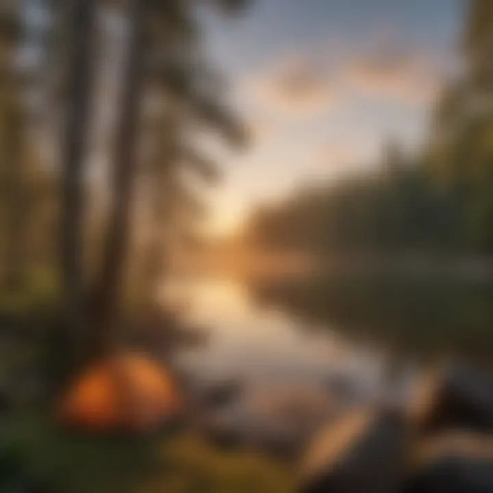 Serene Lakeside Campsite at Sunset