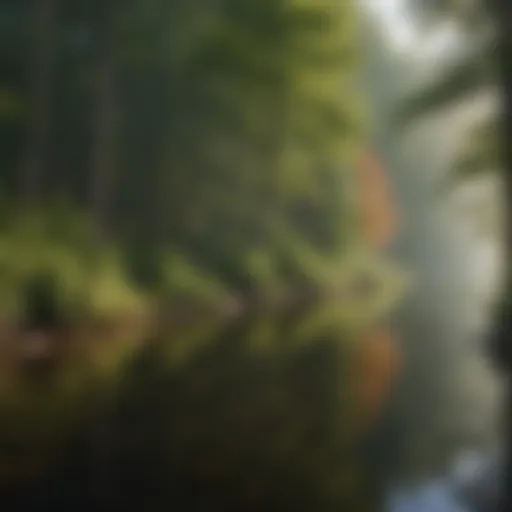 Illustration of a serene Michigan lake reflecting the beauty of nature