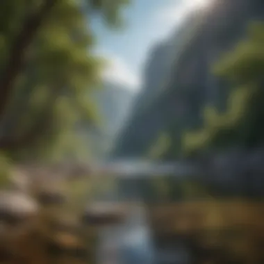 Tranquil Waters of River Gorge Serene River Flowing Through Lush Greenery