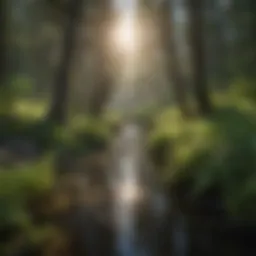 A pristine view of Sixmile Creek surrounded by lush vegetation