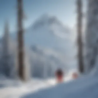 A panoramic view of skiers navigating the slopes of Mt. Hood.