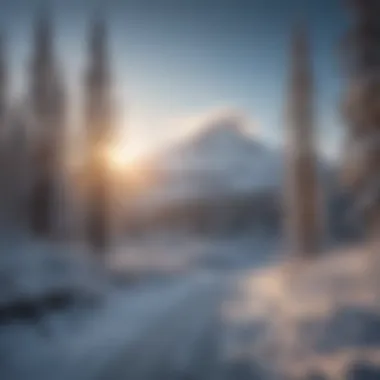 The stunning landscape surrounding the ski resorts at Mt. Hood during winter.