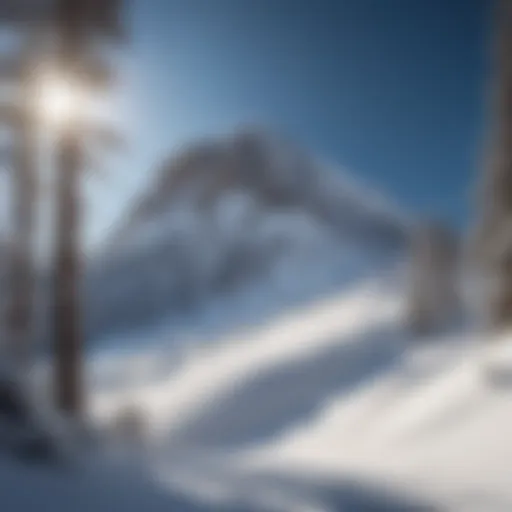 Snow-covered mountain peak under blue skies