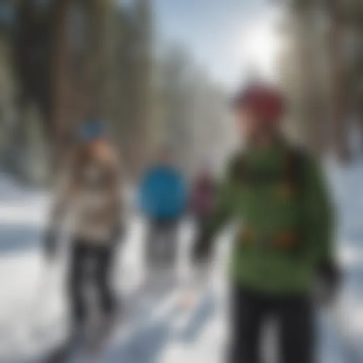 Group of skiers enjoying a sunny day on the slopes