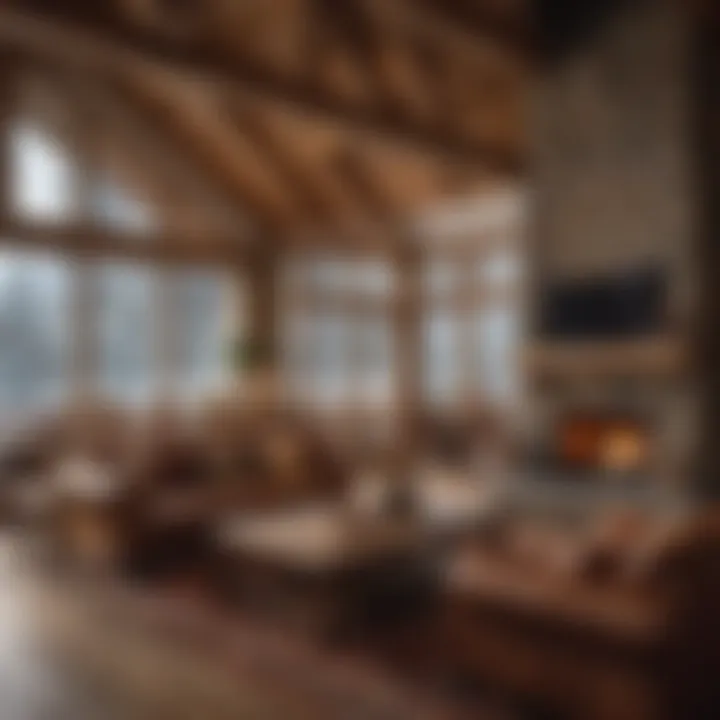 Cozy ski lodge with a warm fireplace