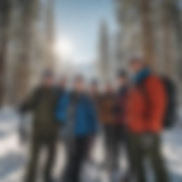 Group of friends celebrating after a day of skiing