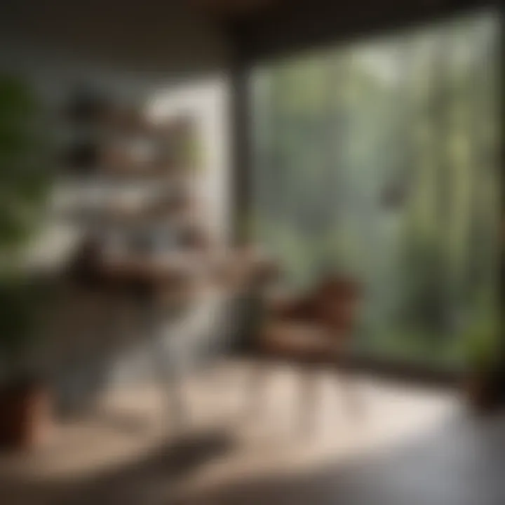 Sleek Dunkelberger ladder desk against a backdrop of natural light